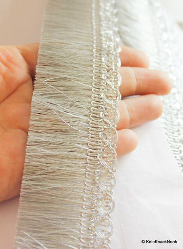 Silver Shimmer Thread Tassels One Yard Trim